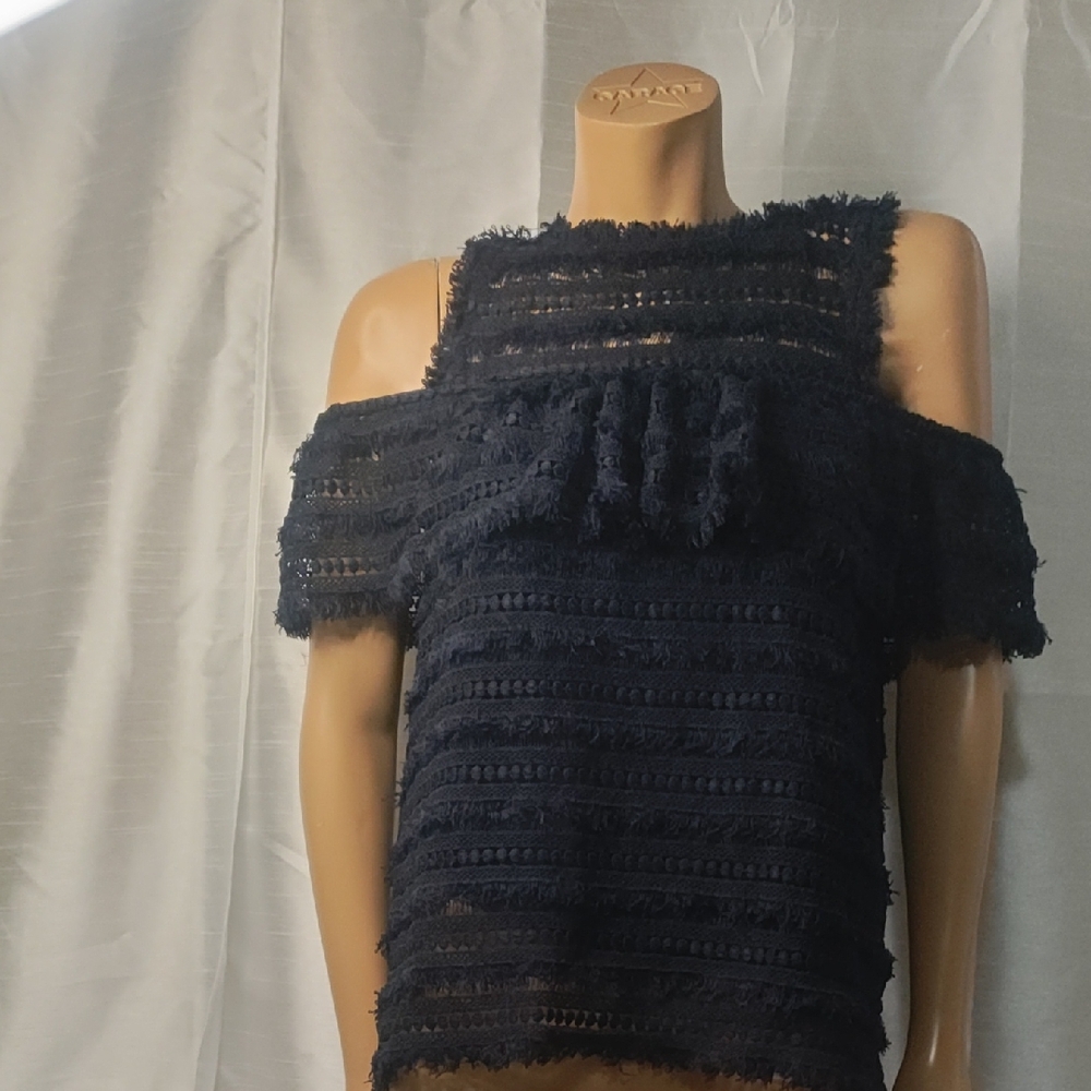 Chelsea28 Black Ruffled Off-Shoulder Blouse